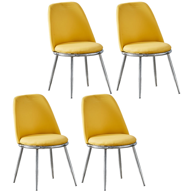 Leather Scandinavian Restaurant Side Chair Parsons Matte Finish Dining Chair Yellow 4 Piece Set Silver Clearhalo ' kitchen&dining_furn' 'Dining Chairs' 'Dining Tables & Seating' 'dining_chair' 'furn' 'furn_dining_chair' 'Furniture' 'furniture_dining_chair' 'Kitchen & Dining Furniture' 'kitchen' 3826228