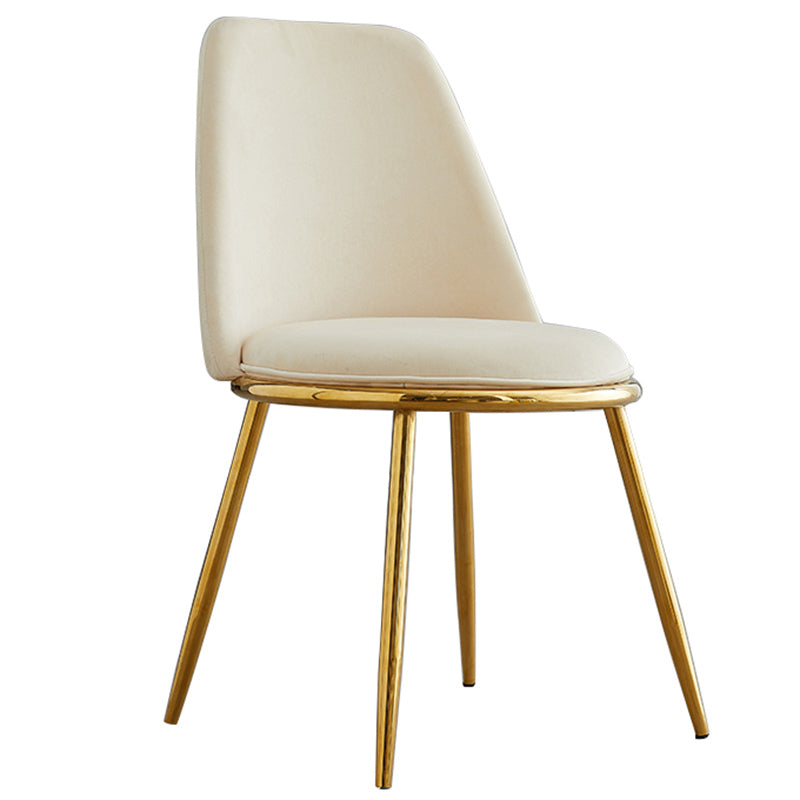 Leather Scandinavian Restaurant Side Chair Parsons Matte Finish Dining Chair Off-White 1 Piece Brass Gold Clearhalo ' kitchen&dining_furn' 'Dining Chairs' 'Dining Tables & Seating' 'dining_chair' 'furn' 'furn_dining_chair' 'Furniture' 'furniture_dining_chair' 'Kitchen & Dining Furniture' 'kitchen' 3826235