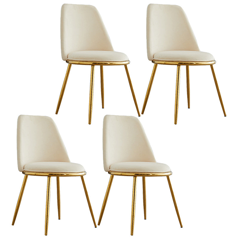 Leather Scandinavian Restaurant Side Chair Parsons Matte Finish Dining Chair Off-White 4 Piece Set Brass Gold Clearhalo ' kitchen&dining_furn' 'Dining Chairs' 'Dining Tables & Seating' 'dining_chair' 'furn' 'furn_dining_chair' 'Furniture' 'furniture_dining_chair' 'Kitchen & Dining Furniture' 'kitchen' 3826237