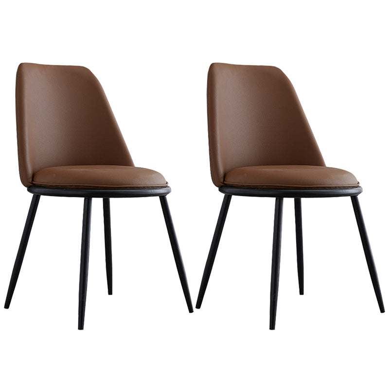 Leather Scandinavian Restaurant Side Chair Parsons Matte Finish Dining Chair Brown 2 Piece Set Black Clearhalo ' kitchen&dining_furn' 'Dining Chairs' 'Dining Tables & Seating' 'dining_chair' 'furn' 'furn_dining_chair' 'Furniture' 'furniture_dining_chair' 'Kitchen & Dining Furniture' 'kitchen' 3826242