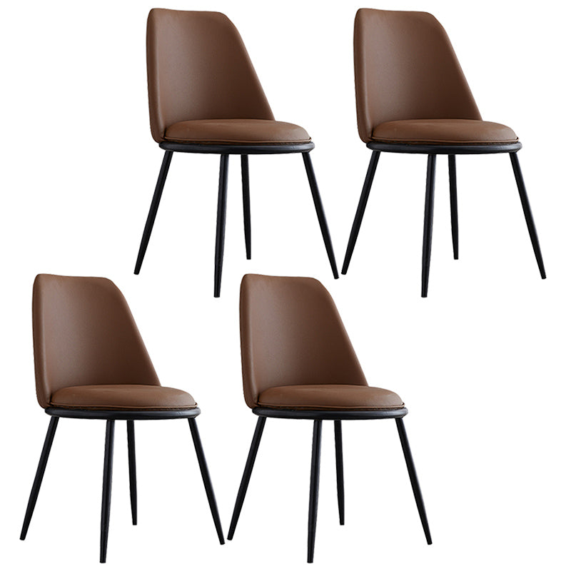 Leather Scandinavian Restaurant Side Chair Parsons Matte Finish Dining Chair Brown 4 Piece Set Black Clearhalo ' kitchen&dining_furn' 'Dining Chairs' 'Dining Tables & Seating' 'dining_chair' 'furn' 'furn_dining_chair' 'Furniture' 'furniture_dining_chair' 'Kitchen & Dining Furniture' 'kitchen' 3826243