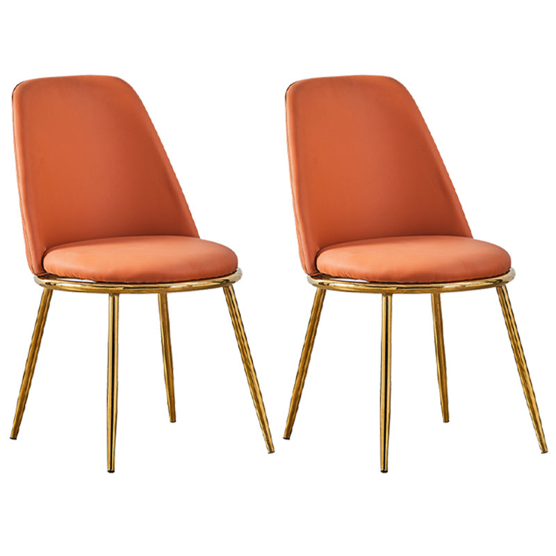 Leather Scandinavian Restaurant Side Chair Parsons Matte Finish Dining Chair Orange 2 Piece Set Brass Gold Clearhalo ' kitchen&dining_furn' 'Dining Chairs' 'Dining Tables & Seating' 'dining_chair' 'furn' 'furn_dining_chair' 'Furniture' 'furniture_dining_chair' 'Kitchen & Dining Furniture' 'kitchen' 3826254