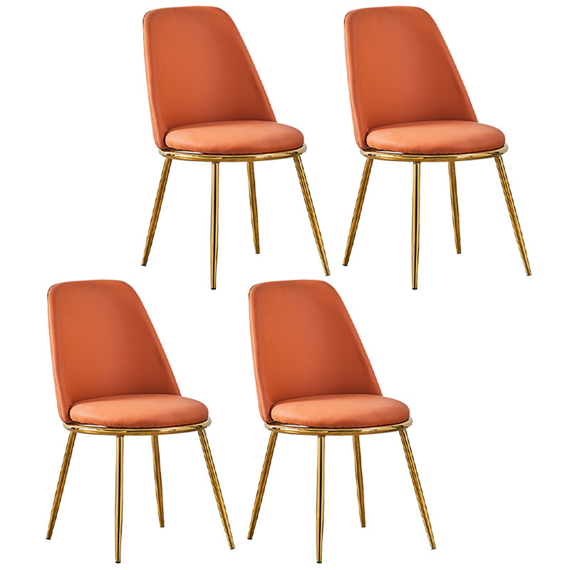 Leather Scandinavian Restaurant Side Chair Parsons Matte Finish Dining Chair Orange 4 Piece Set Brass Gold Clearhalo ' kitchen&dining_furn' 'Dining Chairs' 'Dining Tables & Seating' 'dining_chair' 'furn' 'furn_dining_chair' 'Furniture' 'furniture_dining_chair' 'Kitchen & Dining Furniture' 'kitchen' 3826255
