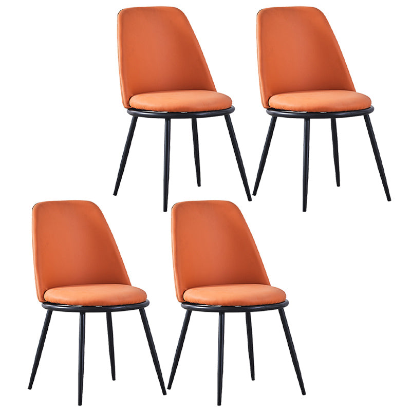 Leather Scandinavian Restaurant Side Chair Parsons Matte Finish Dining Chair Orange 4 Piece Set Black Clearhalo ' kitchen&dining_furn' 'Dining Chairs' 'Dining Tables & Seating' 'dining_chair' 'furn' 'furn_dining_chair' 'Furniture' 'furniture_dining_chair' 'Kitchen & Dining Furniture' 'kitchen' 3826258
