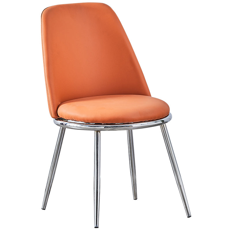 Leather Scandinavian Restaurant Side Chair Parsons Matte Finish Dining Chair Orange 1 Piece Silver Clearhalo ' kitchen&dining_furn' 'Dining Chairs' 'Dining Tables & Seating' 'dining_chair' 'furn' 'furn_dining_chair' 'Furniture' 'furniture_dining_chair' 'Kitchen & Dining Furniture' 'kitchen' 3826271