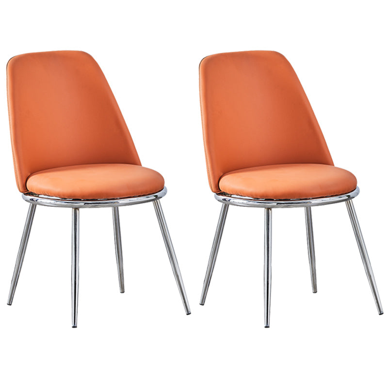 Leather Scandinavian Restaurant Side Chair Parsons Matte Finish Dining Chair Orange 2 Piece Set Silver Clearhalo ' kitchen&dining_furn' 'Dining Chairs' 'Dining Tables & Seating' 'dining_chair' 'furn' 'furn_dining_chair' 'Furniture' 'furniture_dining_chair' 'Kitchen & Dining Furniture' 'kitchen' 3826272