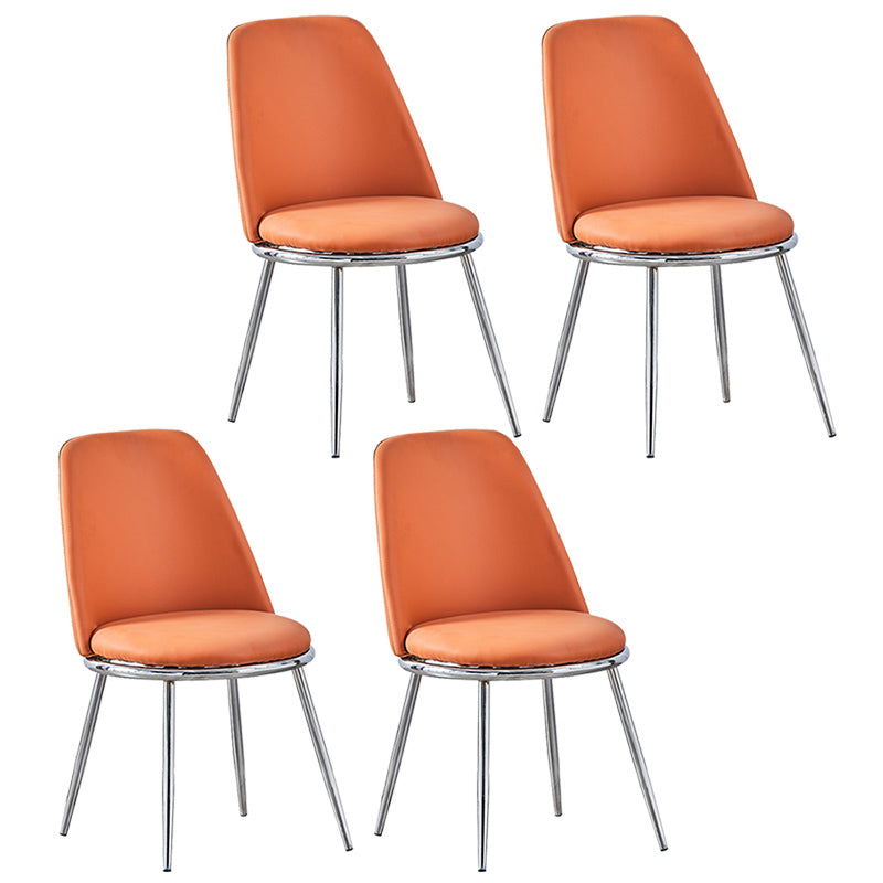 Leather Scandinavian Restaurant Side Chair Parsons Matte Finish Dining Chair Orange 4 Piece Set Silver Clearhalo ' kitchen&dining_furn' 'Dining Chairs' 'Dining Tables & Seating' 'dining_chair' 'furn' 'furn_dining_chair' 'Furniture' 'furniture_dining_chair' 'Kitchen & Dining Furniture' 'kitchen' 3826273