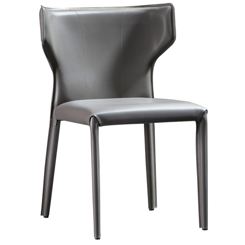 Modern Style Wingback Dining Side Chair Leather Dining Armless Chair for Home Use Dark Gray 1 Piece Clearhalo ' kitchen&dining_furn' 'Dining Chairs' 'Dining Tables & Seating' 'dining_chair' 'furn' 'furn_dining_chair' 'Furniture' 'furniture_dining_chair' 'Kitchen & Dining Furniture' 'kitchen' 3826283