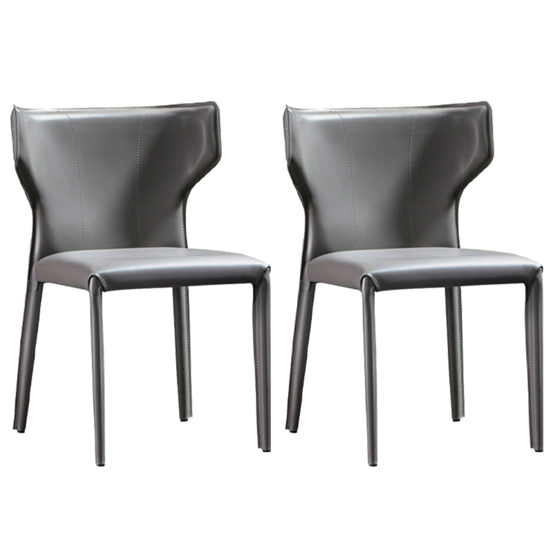 Modern Style Wingback Dining Side Chair Leather Dining Armless Chair for Home Use Dark Gray 2 Piece Set Clearhalo ' kitchen&dining_furn' 'Dining Chairs' 'Dining Tables & Seating' 'dining_chair' 'furn' 'furn_dining_chair' 'Furniture' 'furniture_dining_chair' 'Kitchen & Dining Furniture' 'kitchen' 3826285