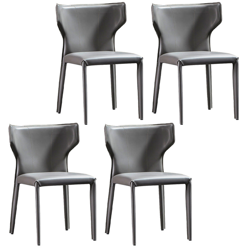 Modern Style Wingback Dining Side Chair Leather Dining Armless Chair for Home Use Dark Gray 4 Piece Set Clearhalo ' kitchen&dining_furn' 'Dining Chairs' 'Dining Tables & Seating' 'dining_chair' 'furn' 'furn_dining_chair' 'Furniture' 'furniture_dining_chair' 'Kitchen & Dining Furniture' 'kitchen' 3826287