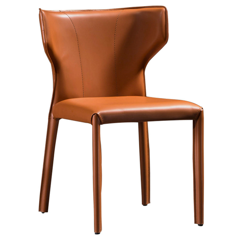 Modern Style Wingback Dining Side Chair Leather Dining Armless Chair for Home Use Orange 1 Piece Clearhalo ' kitchen&dining_furn' 'Dining Chairs' 'Dining Tables & Seating' 'dining_chair' 'furn' 'furn_dining_chair' 'Furniture' 'furniture_dining_chair' 'Kitchen & Dining Furniture' 'kitchen' 3826294