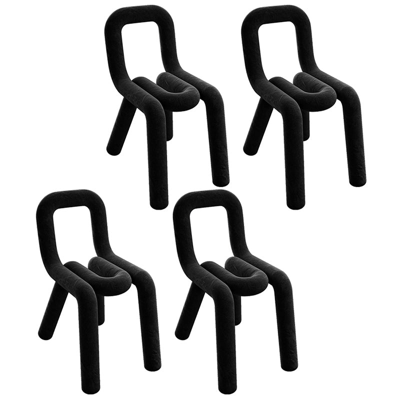 Velvet Designer Style Living Room Side Chair Colorful Open Dining Chair Black 4 Piece Set Clearhalo ' kitchen&dining_furn' 'Dining Chairs' 'Dining Tables & Seating' 'dining_chair' 'furn' 'furn_dining_chair' 'Furniture' 'furniture_dining_chair' 'Kitchen & Dining Furniture' 'kitchen' 3826303