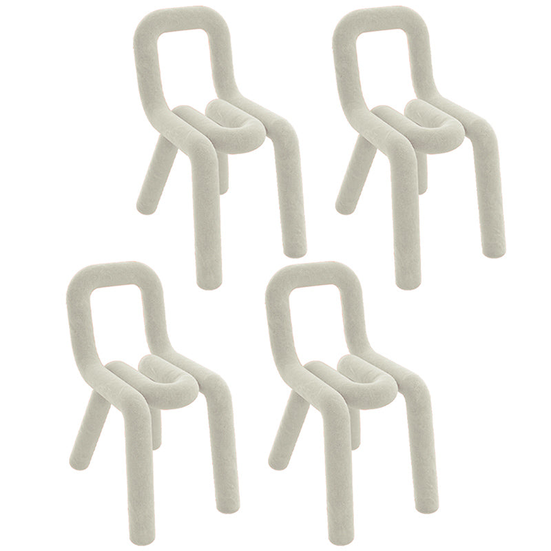 Velvet Designer Style Living Room Side Chair Colorful Open Dining Chair Off-White 4 Piece Set Clearhalo ' kitchen&dining_furn' 'Dining Chairs' 'Dining Tables & Seating' 'dining_chair' 'furn' 'furn_dining_chair' 'Furniture' 'furniture_dining_chair' 'Kitchen & Dining Furniture' 'kitchen' 3826311