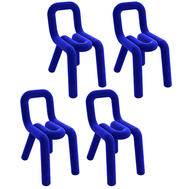 Velvet Designer Style Living Room Side Chair Colorful Open Dining Chair Royal Blue 4 Piece Set Clearhalo ' kitchen&dining_furn' 'Dining Chairs' 'Dining Tables & Seating' 'dining_chair' 'furn' 'furn_dining_chair' 'Furniture' 'furniture_dining_chair' 'Kitchen & Dining Furniture' 'kitchen' 3826322