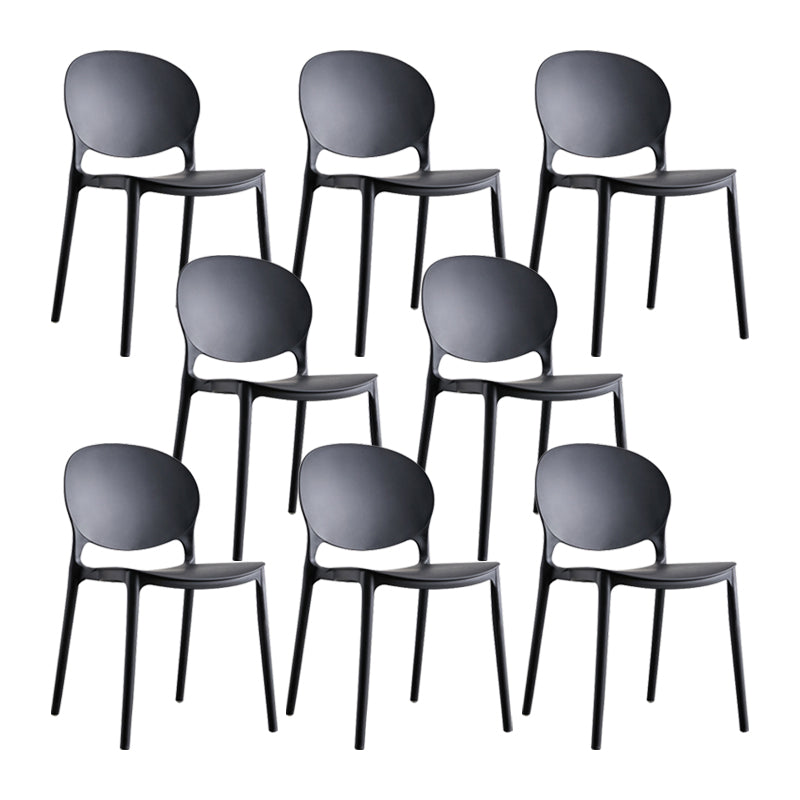 European Glam Style Plastic Chair Kitchen Dining Room Open Back Side Chairs Black 8 Piece Set Clearhalo ' kitchen&dining_furn' 'Dining Chairs' 'Dining Tables & Seating' 'dining_chair' 'furn' 'furn_dining_chair' 'Furniture' 'furniture_dining_chair' 'Kitchen & Dining Furniture' 'kitchen' 3826365