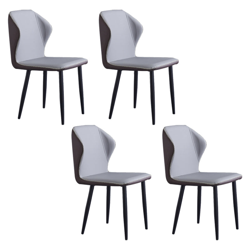 Contemporary Style Metal Chairs Wingback Side Kitchen Dining Room Chair Light Gray 4 Piece Set Clearhalo ' kitchen&dining_furn' 'Dining Chairs' 'Dining Tables & Seating' 'dining_chair' 'furn' 'furn_dining_chair' 'Furniture' 'furniture_dining_chair' 'Kitchen & Dining Furniture' 'kitchen' 3826369