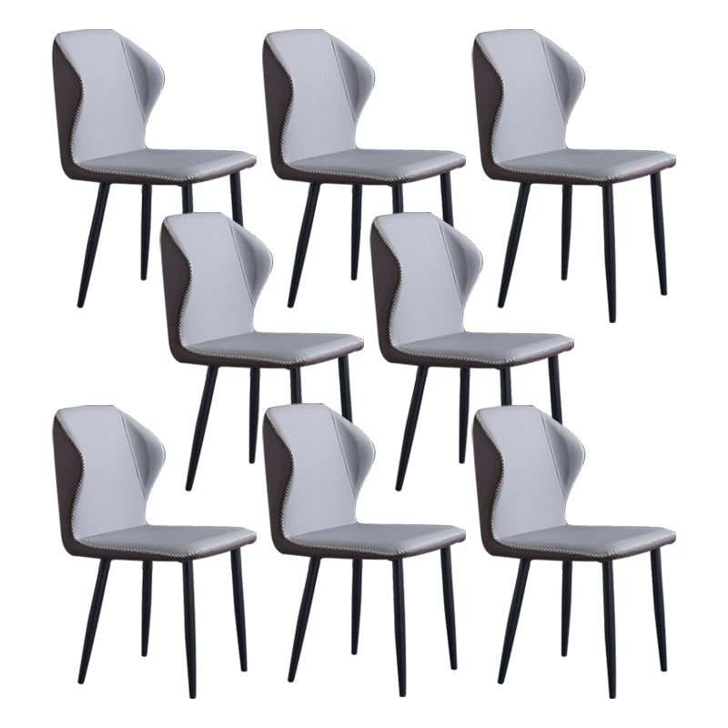 Contemporary Style Metal Chairs Wingback Side Kitchen Dining Room Chair Light Gray 8 Piece Set Clearhalo ' kitchen&dining_furn' 'Dining Chairs' 'Dining Tables & Seating' 'dining_chair' 'furn' 'furn_dining_chair' 'Furniture' 'furniture_dining_chair' 'Kitchen & Dining Furniture' 'kitchen' 3826370