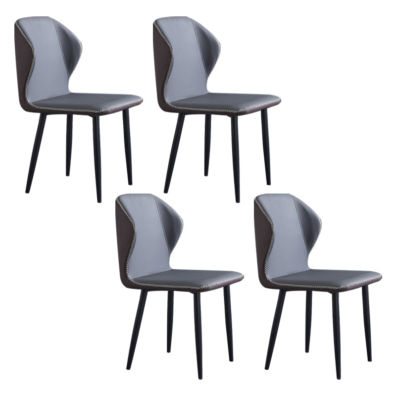 Contemporary Style Metal Chairs Wingback Side Kitchen Dining Room Chair Dark Gray 4 Piece Set Clearhalo ' kitchen&dining_furn' 'Dining Chairs' 'Dining Tables & Seating' 'dining_chair' 'furn' 'furn_dining_chair' 'Furniture' 'furniture_dining_chair' 'Kitchen & Dining Furniture' 'kitchen' 3826372