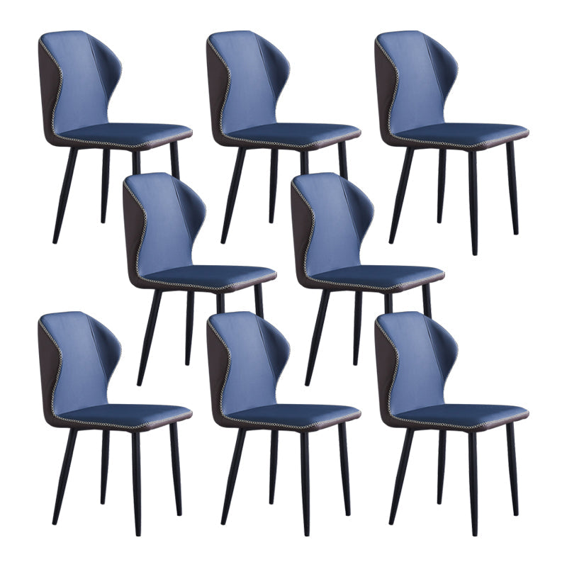 Contemporary Style Metal Chairs Wingback Side Kitchen Dining Room Chair Blue 8 Piece Set Clearhalo ' kitchen&dining_furn' 'Dining Chairs' 'Dining Tables & Seating' 'dining_chair' 'furn' 'furn_dining_chair' 'Furniture' 'furniture_dining_chair' 'Kitchen & Dining Furniture' 'kitchen' 3826379