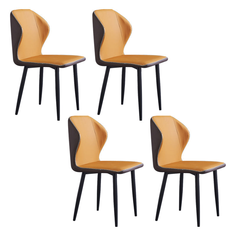 Contemporary Style Metal Chairs Wingback Side Kitchen Dining Room Chair Orange 4 Piece Set Clearhalo ' kitchen&dining_furn' 'Dining Chairs' 'Dining Tables & Seating' 'dining_chair' 'furn' 'furn_dining_chair' 'Furniture' 'furniture_dining_chair' 'Kitchen & Dining Furniture' 'kitchen' 3826381