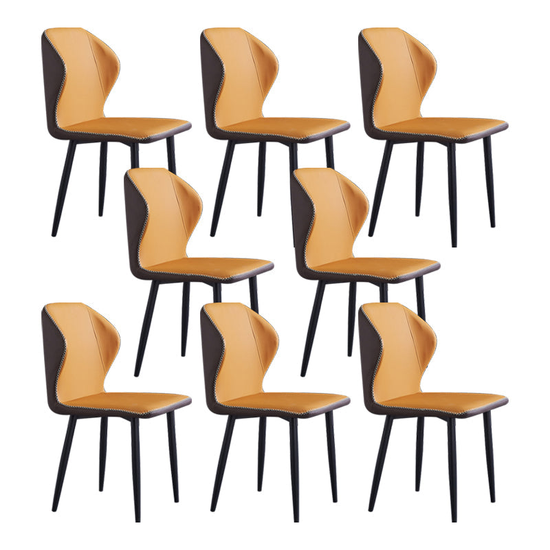 Contemporary Style Metal Chairs Wingback Side Kitchen Dining Room Chair Orange 8 Piece Set Clearhalo ' kitchen&dining_furn' 'Dining Chairs' 'Dining Tables & Seating' 'dining_chair' 'furn' 'furn_dining_chair' 'Furniture' 'furniture_dining_chair' 'Kitchen & Dining Furniture' 'kitchen' 3826383