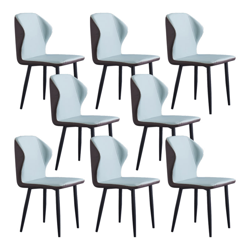 Contemporary Style Metal Chairs Wingback Side Kitchen Dining Room Chair Light Green 8 Piece Set Clearhalo ' kitchen&dining_furn' 'Dining Chairs' 'Dining Tables & Seating' 'dining_chair' 'furn' 'furn_dining_chair' 'Furniture' 'furniture_dining_chair' 'Kitchen & Dining Furniture' 'kitchen' 3826386
