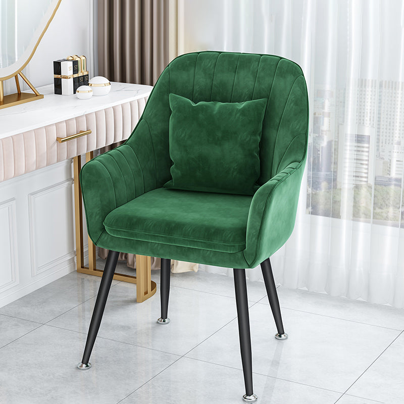 Scandinavian Style Metal Dining Chairs Coffee Shop Cushion Chair with Arm Blackish Green 1 Piece Black Clearhalo ' kitchen&dining_furn' 'Dining Chairs' 'Dining Tables & Seating' 'dining_chair' 'furn' 'furn_dining_chair' 'Furniture' 'furniture_dining_chair' 'Kitchen & Dining Furniture' 'kitchen' 3826390