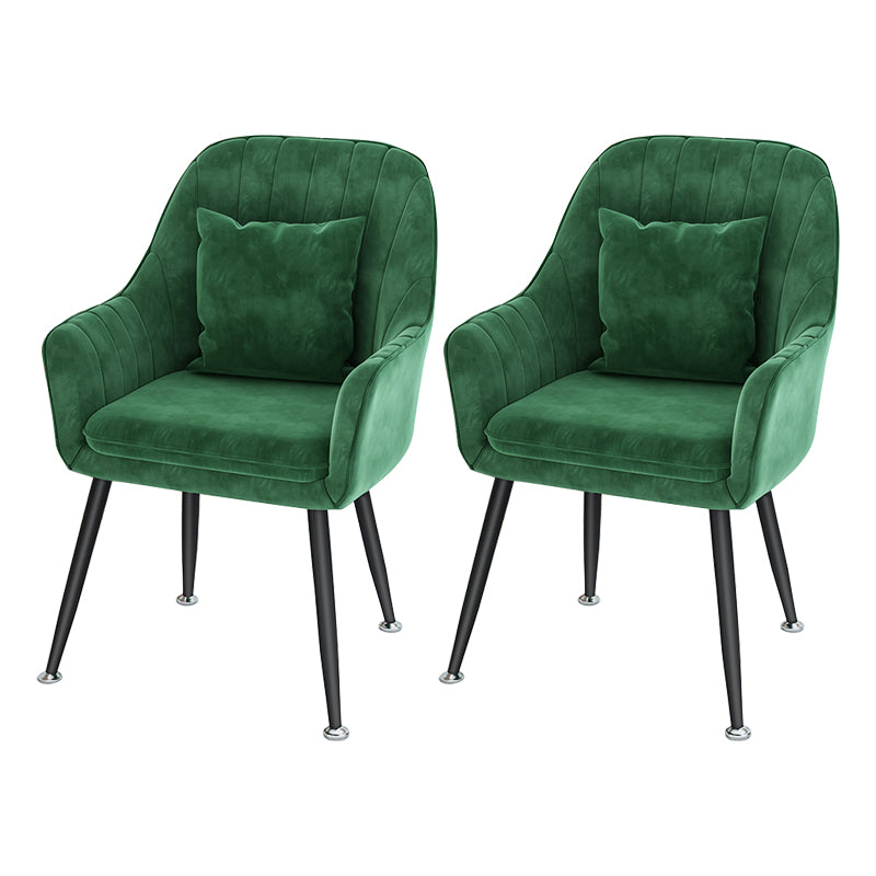 Scandinavian Style Metal Dining Chairs Coffee Shop Cushion Chair with Arm Blackish Green 2 Piece Set Black Clearhalo ' kitchen&dining_furn' 'Dining Chairs' 'Dining Tables & Seating' 'dining_chair' 'furn' 'furn_dining_chair' 'Furniture' 'furniture_dining_chair' 'Kitchen & Dining Furniture' 'kitchen' 3826391