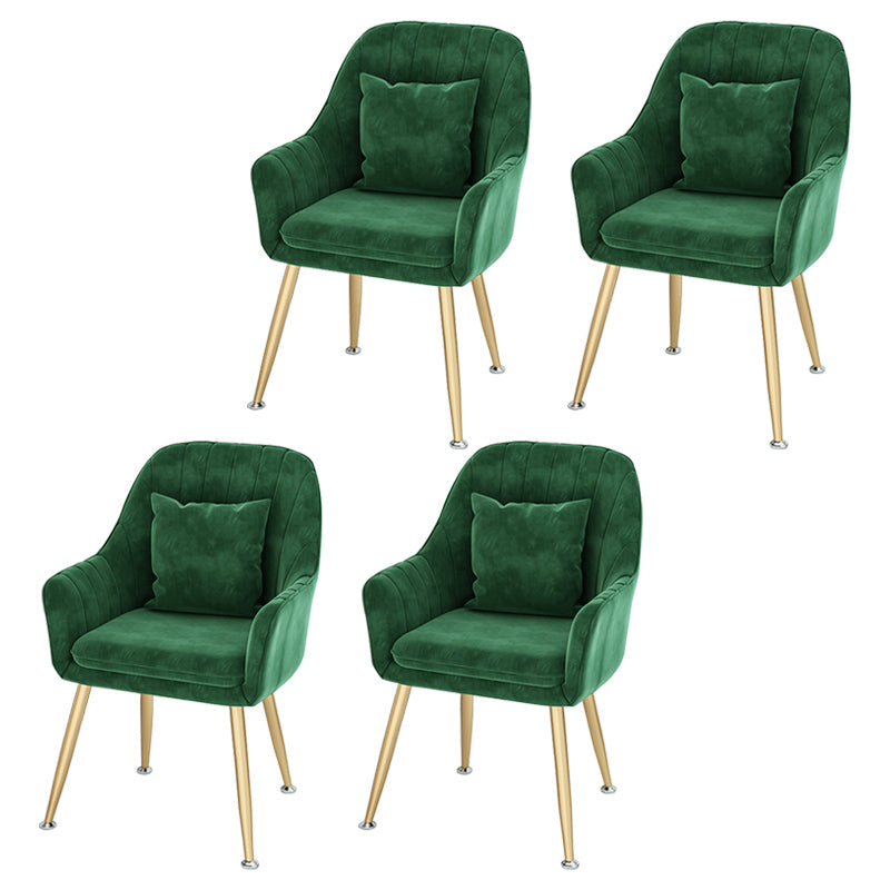 Scandinavian Style Metal Dining Chairs Coffee Shop Cushion Chair with Arm Blackish Green 4 Piece Set Brass Gold Clearhalo ' kitchen&dining_furn' 'Dining Chairs' 'Dining Tables & Seating' 'dining_chair' 'furn' 'furn_dining_chair' 'Furniture' 'furniture_dining_chair' 'Kitchen & Dining Furniture' 'kitchen' 3826399