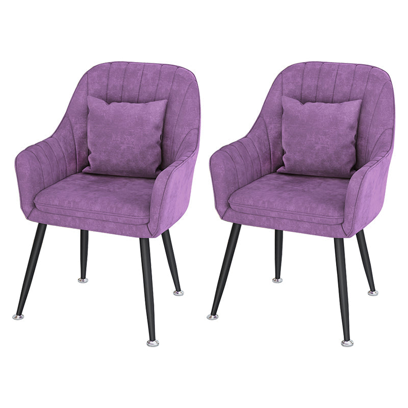 Scandinavian Style Metal Dining Chairs Coffee Shop Cushion Chair with Arm Dark Purple 2 Piece Set Black Clearhalo ' kitchen&dining_furn' 'Dining Chairs' 'Dining Tables & Seating' 'dining_chair' 'furn' 'furn_dining_chair' 'Furniture' 'furniture_dining_chair' 'Kitchen & Dining Furniture' 'kitchen' 3826403