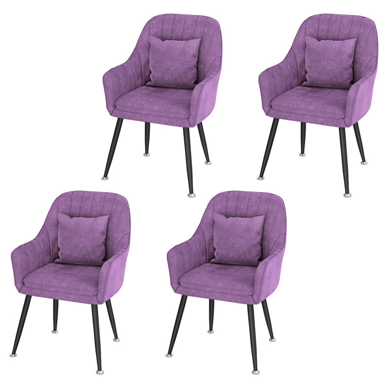 Scandinavian Style Metal Dining Chairs Coffee Shop Cushion Chair with Arm Dark Purple 4 Piece Set Black Clearhalo ' kitchen&dining_furn' 'Dining Chairs' 'Dining Tables & Seating' 'dining_chair' 'furn' 'furn_dining_chair' 'Furniture' 'furniture_dining_chair' 'Kitchen & Dining Furniture' 'kitchen' 3826405