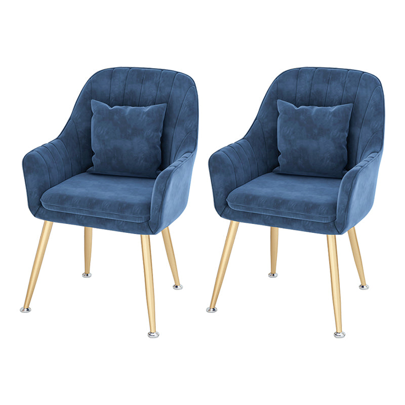 Scandinavian Style Metal Dining Chairs Coffee Shop Cushion Chair with Arm Ocean Blue 2 Piece Set Brass Gold Clearhalo ' kitchen&dining_furn' 'Dining Chairs' 'Dining Tables & Seating' 'dining_chair' 'furn' 'furn_dining_chair' 'Furniture' 'furniture_dining_chair' 'Kitchen & Dining Furniture' 'kitchen' 3826409