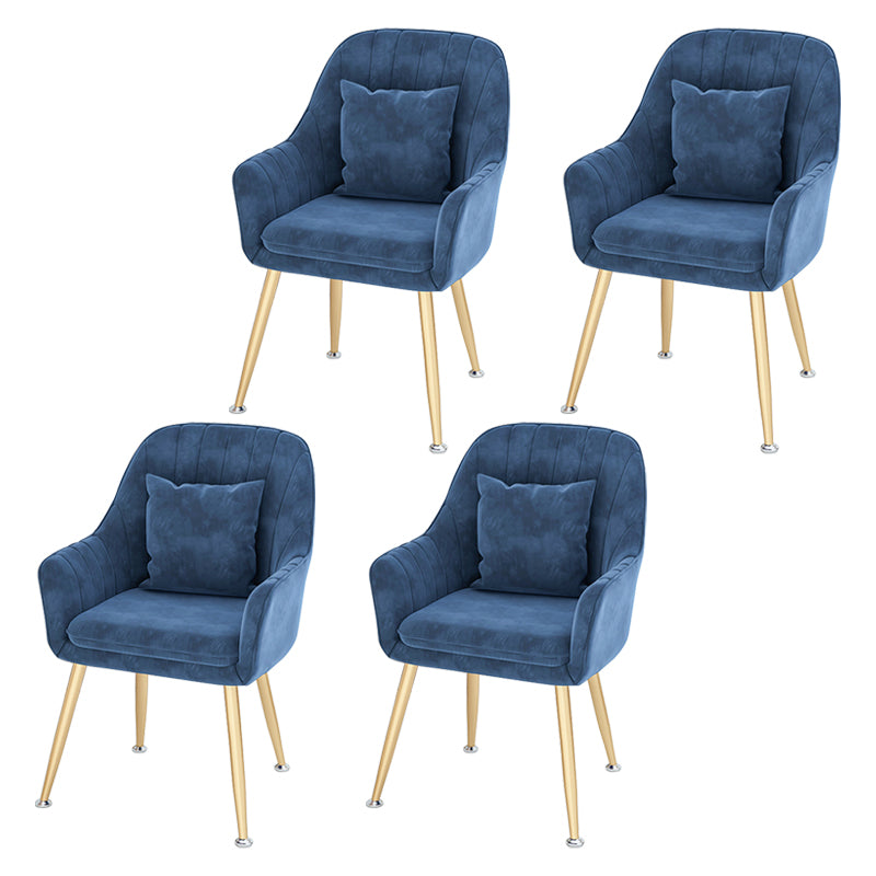 Scandinavian Style Metal Dining Chairs Coffee Shop Cushion Chair with Arm Ocean Blue 4 Piece Set Brass Gold Clearhalo ' kitchen&dining_furn' 'Dining Chairs' 'Dining Tables & Seating' 'dining_chair' 'furn' 'furn_dining_chair' 'Furniture' 'furniture_dining_chair' 'Kitchen & Dining Furniture' 'kitchen' 3826411