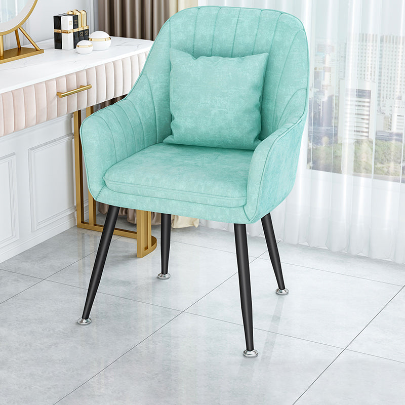 Scandinavian Style Metal Dining Chairs Coffee Shop Cushion Chair with Arm Lake Blue 1 Piece Black Clearhalo ' kitchen&dining_furn' 'Dining Chairs' 'Dining Tables & Seating' 'dining_chair' 'furn' 'furn_dining_chair' 'Furniture' 'furniture_dining_chair' 'Kitchen & Dining Furniture' 'kitchen' 3826413