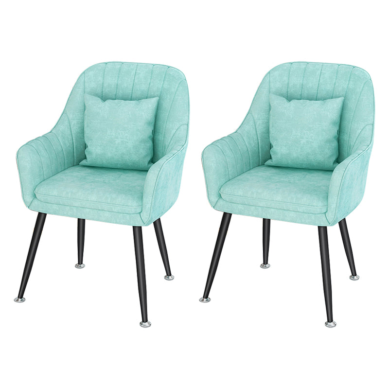 Scandinavian Style Metal Dining Chairs Coffee Shop Cushion Chair with Arm Lake Blue 2 Piece Set Black Clearhalo ' kitchen&dining_furn' 'Dining Chairs' 'Dining Tables & Seating' 'dining_chair' 'furn' 'furn_dining_chair' 'Furniture' 'furniture_dining_chair' 'Kitchen & Dining Furniture' 'kitchen' 3826416
