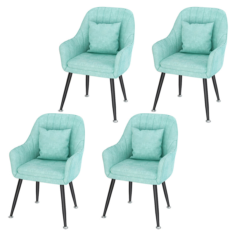 Scandinavian Style Metal Dining Chairs Coffee Shop Cushion Chair with Arm Lake Blue 4 Piece Set Black Clearhalo ' kitchen&dining_furn' 'Dining Chairs' 'Dining Tables & Seating' 'dining_chair' 'furn' 'furn_dining_chair' 'Furniture' 'furniture_dining_chair' 'Kitchen & Dining Furniture' 'kitchen' 3826417