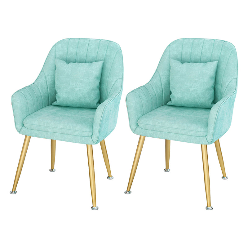 Scandinavian Style Metal Dining Chairs Coffee Shop Cushion Chair with Arm Lake Blue 2 Piece Set Brass Gold Clearhalo ' kitchen&dining_furn' 'Dining Chairs' 'Dining Tables & Seating' 'dining_chair' 'furn' 'furn_dining_chair' 'Furniture' 'furniture_dining_chair' 'Kitchen & Dining Furniture' 'kitchen' 3826419