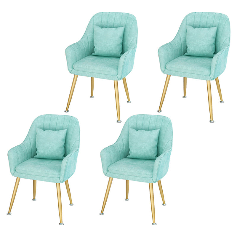 Scandinavian Style Metal Dining Chairs Coffee Shop Cushion Chair with Arm Lake Blue 4 Piece Set Brass Gold Clearhalo ' kitchen&dining_furn' 'Dining Chairs' 'Dining Tables & Seating' 'dining_chair' 'furn' 'furn_dining_chair' 'Furniture' 'furniture_dining_chair' 'Kitchen & Dining Furniture' 'kitchen' 3826420