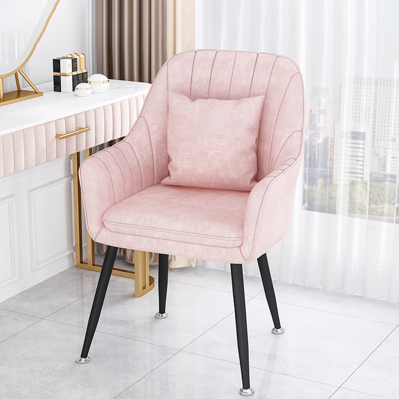 Scandinavian Style Metal Dining Chairs Coffee Shop Cushion Chair with Arm Light Pink 1 Piece Black Clearhalo ' kitchen&dining_furn' 'Dining Chairs' 'Dining Tables & Seating' 'dining_chair' 'furn' 'furn_dining_chair' 'Furniture' 'furniture_dining_chair' 'Kitchen & Dining Furniture' 'kitchen' 3826421