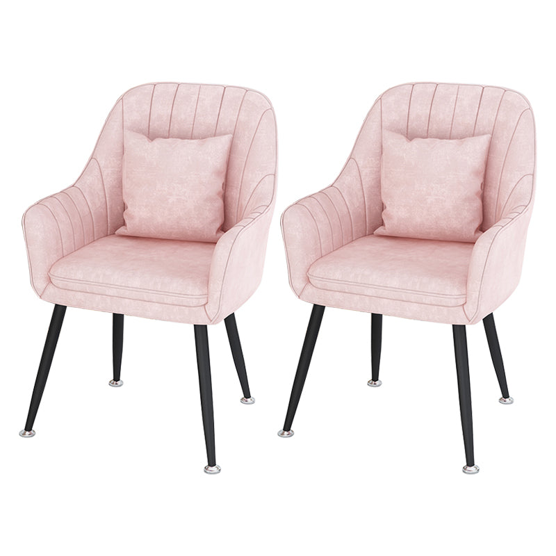 Scandinavian Style Metal Dining Chairs Coffee Shop Cushion Chair with Arm Light Pink 2 Piece Set Black Clearhalo ' kitchen&dining_furn' 'Dining Chairs' 'Dining Tables & Seating' 'dining_chair' 'furn' 'furn_dining_chair' 'Furniture' 'furniture_dining_chair' 'Kitchen & Dining Furniture' 'kitchen' 3826422