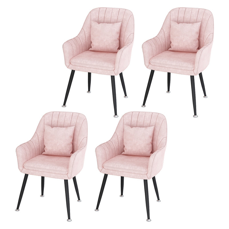 Scandinavian Style Metal Dining Chairs Coffee Shop Cushion Chair with Arm Light Pink 4 Piece Set Black Clearhalo ' kitchen&dining_furn' 'Dining Chairs' 'Dining Tables & Seating' 'dining_chair' 'furn' 'furn_dining_chair' 'Furniture' 'furniture_dining_chair' 'Kitchen & Dining Furniture' 'kitchen' 3826423