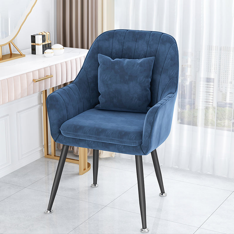 Scandinavian Style Metal Dining Chairs Coffee Shop Cushion Chair with Arm Ocean Blue 1 Piece Black Clearhalo ' kitchen&dining_furn' 'Dining Chairs' 'Dining Tables & Seating' 'dining_chair' 'furn' 'furn_dining_chair' 'Furniture' 'furniture_dining_chair' 'Kitchen & Dining Furniture' 'kitchen' 3826424