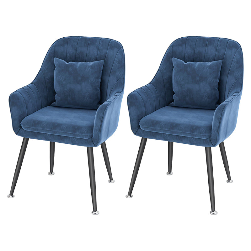 Scandinavian Style Metal Dining Chairs Coffee Shop Cushion Chair with Arm Ocean Blue 2 Piece Set Black Clearhalo ' kitchen&dining_furn' 'Dining Chairs' 'Dining Tables & Seating' 'dining_chair' 'furn' 'furn_dining_chair' 'Furniture' 'furniture_dining_chair' 'Kitchen & Dining Furniture' 'kitchen' 3826425