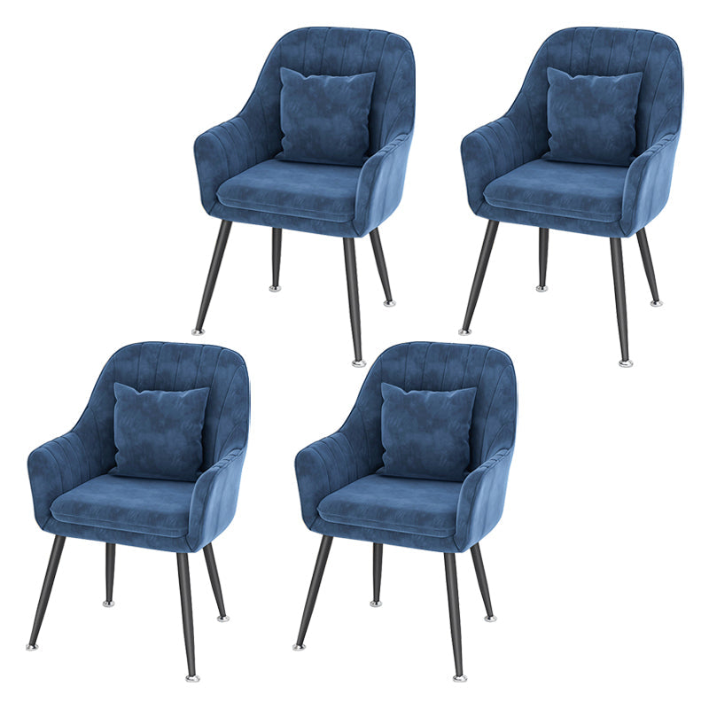 Scandinavian Style Metal Dining Chairs Coffee Shop Cushion Chair with Arm Ocean Blue 4 Piece Set Black Clearhalo ' kitchen&dining_furn' 'Dining Chairs' 'Dining Tables & Seating' 'dining_chair' 'furn' 'furn_dining_chair' 'Furniture' 'furniture_dining_chair' 'Kitchen & Dining Furniture' 'kitchen' 3826426
