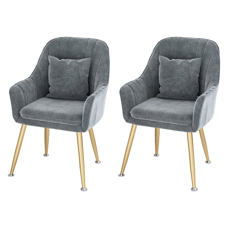 Scandinavian Style Metal Dining Chairs Coffee Shop Cushion Chair with Arm Dark Gray 2 Piece Set Brass Gold Clearhalo ' kitchen&dining_furn' 'Dining Chairs' 'Dining Tables & Seating' 'dining_chair' 'furn' 'furn_dining_chair' 'Furniture' 'furniture_dining_chair' 'Kitchen & Dining Furniture' 'kitchen' 3826428