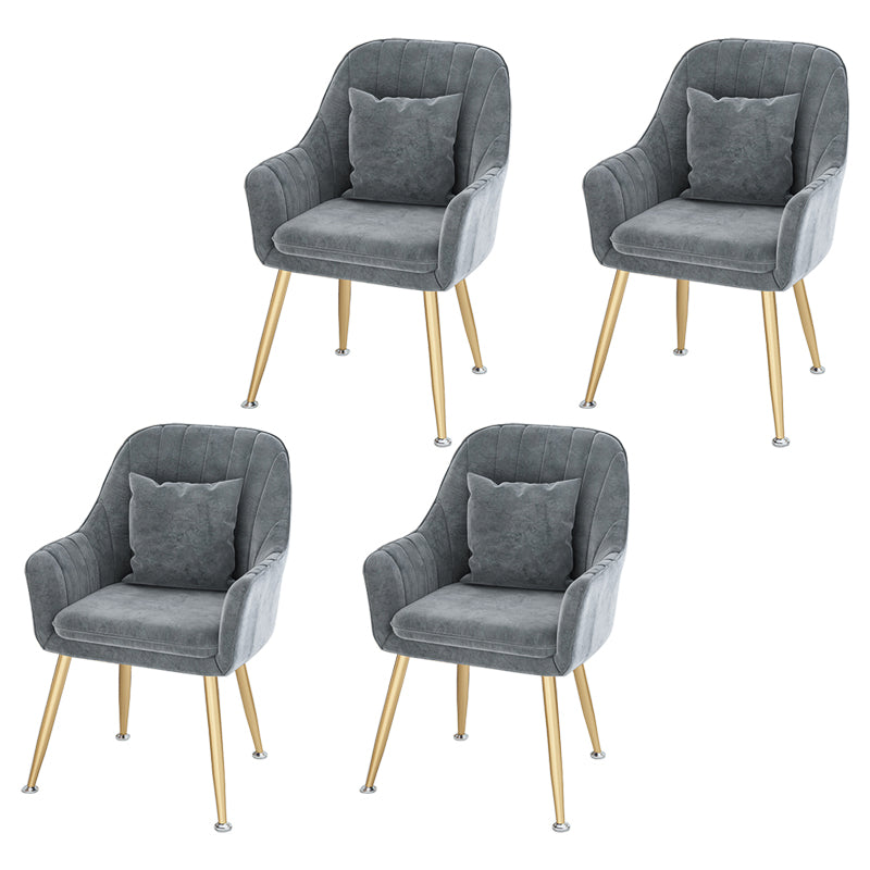 Scandinavian Style Metal Dining Chairs Coffee Shop Cushion Chair with Arm Dark Gray 4 Piece Set Brass Gold Clearhalo ' kitchen&dining_furn' 'Dining Chairs' 'Dining Tables & Seating' 'dining_chair' 'furn' 'furn_dining_chair' 'Furniture' 'furniture_dining_chair' 'Kitchen & Dining Furniture' 'kitchen' 3826429