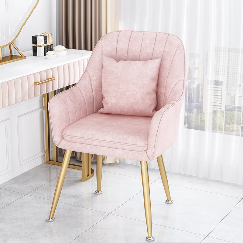 Scandinavian Style Metal Dining Chairs Coffee Shop Cushion Chair with Arm Light Pink 1 Piece Brass Gold Clearhalo ' kitchen&dining_furn' 'Dining Chairs' 'Dining Tables & Seating' 'dining_chair' 'furn' 'furn_dining_chair' 'Furniture' 'furniture_dining_chair' 'Kitchen & Dining Furniture' 'kitchen' 3826430