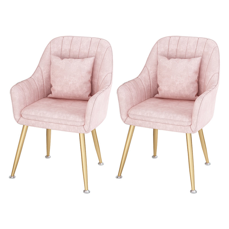 Scandinavian Style Metal Dining Chairs Coffee Shop Cushion Chair with Arm Light Pink 2 Piece Set Brass Gold Clearhalo ' kitchen&dining_furn' 'Dining Chairs' 'Dining Tables & Seating' 'dining_chair' 'furn' 'furn_dining_chair' 'Furniture' 'furniture_dining_chair' 'Kitchen & Dining Furniture' 'kitchen' 3826431