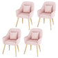 Scandinavian Style Metal Dining Chairs Coffee Shop Cushion Chair with Arm Light Pink 4 Piece Set Brass Gold Clearhalo ' kitchen&dining_furn' 'Dining Chairs' 'Dining Tables & Seating' 'dining_chair' 'furn' 'furn_dining_chair' 'Furniture' 'furniture_dining_chair' 'Kitchen & Dining Furniture' 'kitchen' 3826432