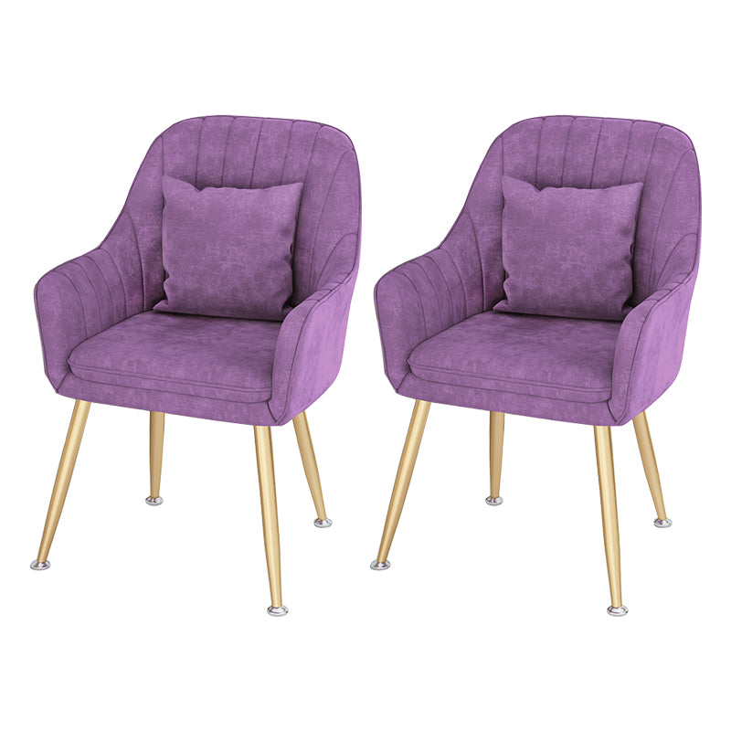 Scandinavian Style Metal Dining Chairs Coffee Shop Cushion Chair with Arm Dark Purple 2 Piece Set Brass Gold Clearhalo ' kitchen&dining_furn' 'Dining Chairs' 'Dining Tables & Seating' 'dining_chair' 'furn' 'furn_dining_chair' 'Furniture' 'furniture_dining_chair' 'Kitchen & Dining Furniture' 'kitchen' 3826434